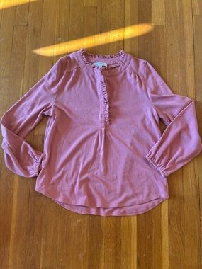 Daily Thread Ruffle Edged Henley - Mauve / Pink